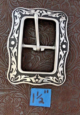 JEREMIAH WATT HORSE SHOE BRAND HARDWARE Jeremiah Watt 1 1/2" Square Buckle Black Belt Horse Bridle Western Tack Watts