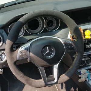 Suede Leather Steering Wheel Hand-stitch on Wrap Cover For Mercedes Benz GLK 260 - Picture 1 of 12