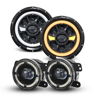 For Jeep Cj-5 1959-1983 7inch Round LED Headlights + 4inch LED Fog Light Combo - Image 1 of 4