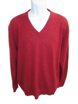 Jos A Bank 100% Cashmere Red Heather V-neck Sweater Men's Size L - Image 1 of 4