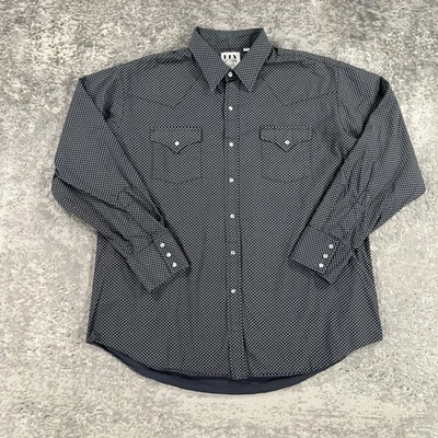 Camisa Ely Cattleman Para Hombres XL Azul Perla Occidental A Presión Manga Larga Estampado Completo Foto 1 de 4