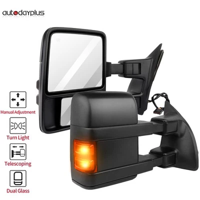 适用于 1999 - 07 福特 F250 F350 拖曳电源加热烟雾信号灯侧镜一对 — 第 1/4 张图片