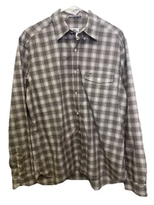 Lacoste Men's Brown Plaid Button Down Regular Fit Long Sleeve Shirt 42 Large - Picture 1 of 6