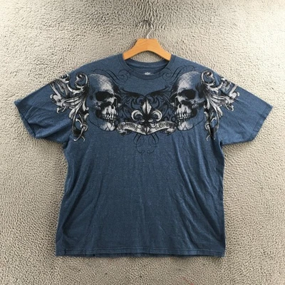 Helix Tee Tshirt Mens 2XL Blue Cotton Blend Short Sleeve Graphic Print Crew Neck - Image 1 of 4