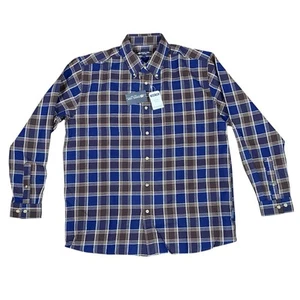 Camisa Hang Ten Abotonada Para Hombre Grande Nueva Con Etiquetas A Cuadros Manga Larga Franela Preppy Surf - Imagen 1 de 12