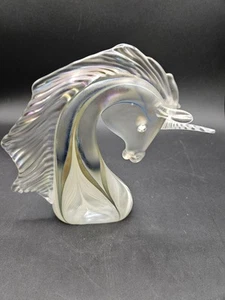 VTG. Stuart Abelman Hand Blown Glass Iridescent Unicorn Figurine Signed 1982 - Picture 1 of 11
