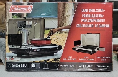 Parrilla/estufa de campamento Coleman propano 2 en 1 20000 BTU NUEVO Foto 1 de 2
