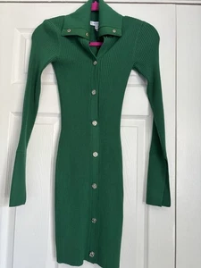Reiss Ladies Green Rhiannon Button Collar Cardigan Dress Size XS Brand New - Picture 1 of 3