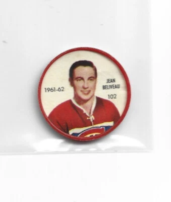 Moneda de hockey 61-62 Shirriff / Salada NHL Jean Bellevel #102 Foto 1 de 2