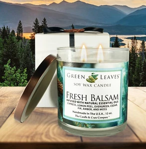 Fresh Balsam 12oz. 2-Wick Soy Wax Candle, Fall Scented - Picture 1 of 8