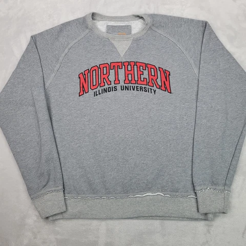 NIU Sweatshirt Adult Large Grey Team Crew Sweater Northern Illinois Huskies Cover