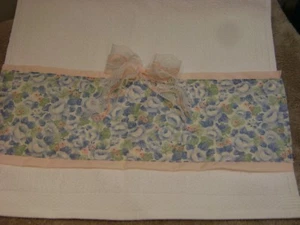 Cottage CHIC White Decorative Custom GUEST HAND Towel Pink and light blue Roses - Picture 1 of 2