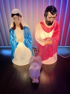 Vintage Empire 3Pc Set Blow Mold Nativity Mary/Joseph/Baby Jesus Yard Decor 27in - Picture 1 of 23