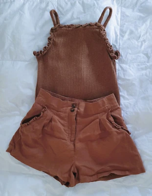 Janie and Jack Brown & Gold 2-Piece Shorts Set - Size 8 - Image 1 of 4