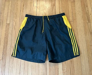 Vintage 90’s Adidas Swim Trunks Mens L Navy And Yellow EUC 7” Inseam - Picture 1 of 11