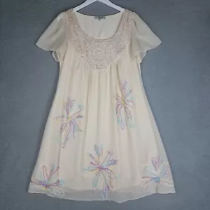 Abito Chloe seta donna XXL panna ricamato perline cottagecore matrimonio - Foto 1 di 14