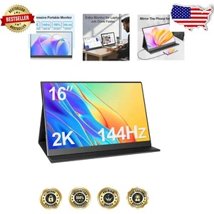 Compact 16” 2K 144Hz Monitor for Laptop & Console - Plug and Play Design - Picture 1 of 8