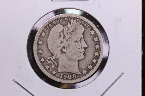 1908-D Barber Silver Quarter, Circulated Collectible Coin. Large Store Sale08782 Cover