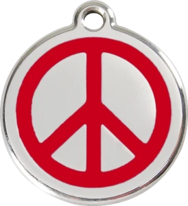 Red Dingo "Peace" graviertes Ausweisschild für Haustiere Hund & Katze - kostenlose Gravur - 11 Farben - Bild 1 von 25