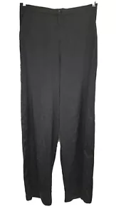 INSPR Satin Black Elastic Waist Back Pullover Pant Women Size M Wide Legs Zip Up - Picture 1 of 7
