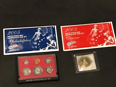  US MINT UNC. COIN SETS 2005 + 1980-S PROOF SET + STATE QUARTERS +  LIBERTY COIN - Image 1 of 4