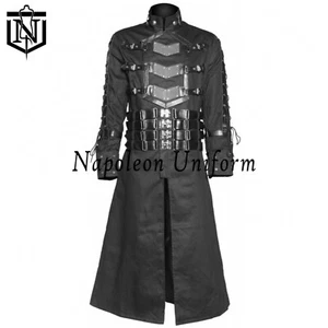 New Men Hellraiser Coat Gothic Steampunk Long Haloween Coat Black Quick Shipping - Picture 1 of 5