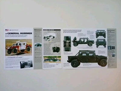 1983 1995 AM GENERAL HUMMER H1 HUMVEE Sheet Techical BROCHURE SPECS INFO GM ARMY - Image 1 of 4