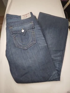 TRUE RELIGION Mens Jeans Sz40 Bootcut Distressed 5 Flap Pocket NWOT Blue - Picture 1 of 11