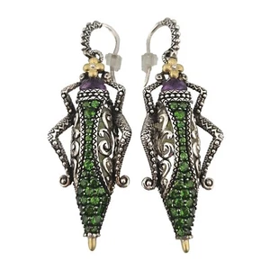 Boucles d'oreilles sauterelles Barbara Bixby or 18 carats argent sterling 925 chrome diopside - Photo 1/3