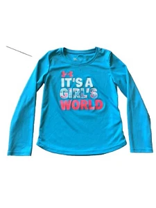 Under Armour Girls Youth Size S Small 5 Long Sleeve Shirt VGUC Sports Blue - Picture 1 of 11