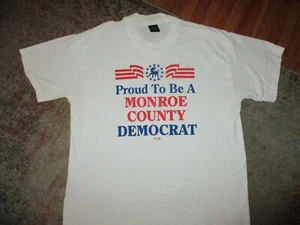 vtg 80s 90s PROUD TO BE A MONROE COUNTY DEMOCRAT T SHIRT Michigan Politics XL - Picture 1 of 3