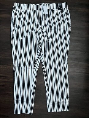 ny and company pants 14, Black And White Stripes Ankle Pants - Image 1 of 4