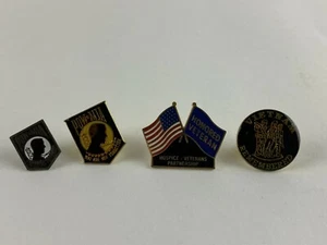 (4) POW MIA Prisoners Of War, Veterans Push Back Pin - Picture 1 of 9