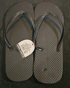 Juncture Size XL 11/12 Women's /Ladies Flip Flip / Sandals Glitter Black - Picture 1 of 4