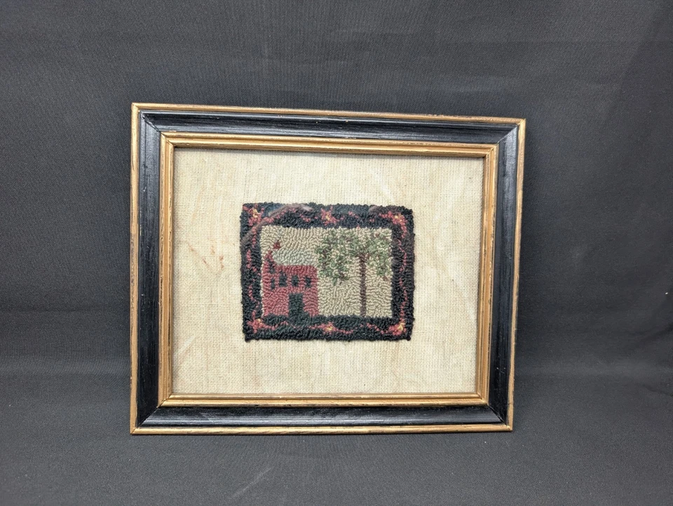 ¡ENCANTADOR! ALFOMBRA ENGANCHADA Antigua Granja 10" x 12" Enmarcada Ragon House Barb Kemp Foto 1 de 3