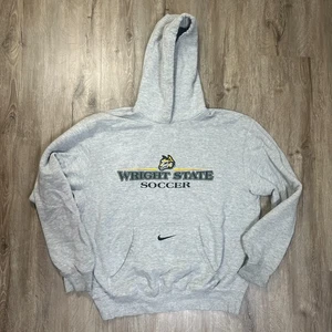 VTG Wright State Soccer Hoodie Nike Gray Mens Medium Pullover Vintage - Picture 1 of 7