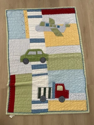 Pottery Barn Kids Baby “Oscar” Vehicles Quilt Toddler Crib Quilt - Image 1 of 4