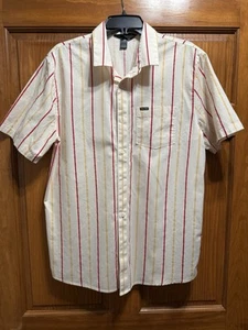 Men’s Volcom Button Down Shirt Large Striped Short Sleeve. - Picture 1 of 5