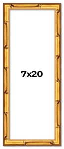 7x20 Frame Gold Bamboo Picture Frame Modern Photo Frame UV Acrylic, Acid Free - Picture 1 of 10