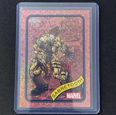 ☕️2025 TOPPS CHROME MARVEL ROSE MINI DIAMNOD /40 SABRETOOTH #92 SP - Image 1 of 2