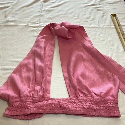 ALICE ELLE LINEN PNK TIE HALTER CROP TOP SIZE 12. - Imagem 1 de 4