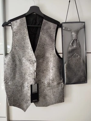 Digel Herren Hochzeit Weste, Krawatte & Einstecktuch Heirat Set Gr. 46 NEU - Bild 1 von 4