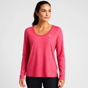 NIKE Dri-Fit Mujer Manga Larga Cuello Redondo Rendimiento Top Rosa Talla Grande - Imagen 1 de 6