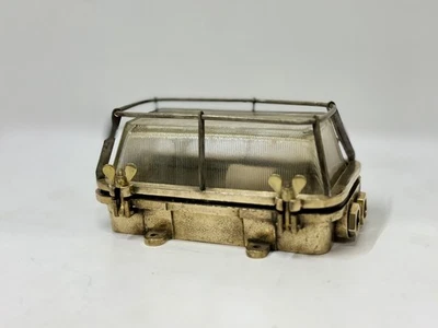 Marine Antique Brass Bulkhead Light Ceiling Wall Mount Rustic Nautical Fixture - Image 1 of 4