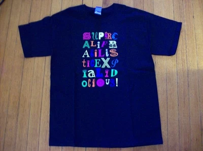 Disney Mary Poppins supercalifragilisticexpialidocious (L) T-shirt Black New - Image 1 of 4