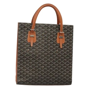 GOYARD Herringbone COMOR GM Tote Bag Leather Black Silver Auth bs24293 - Picture 1 of 19