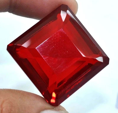 AAA+ Large Mozambique Red Ruby 85.7 Ct. Square Cut Loose Gemstone Gift for Women - Image 1 of 4