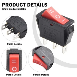 (Red 3-pin 3-position) Rocker-Switch 15A 250V,/20A 125V ON-OFF-ON 30x11mm New - Picture 1 of 12