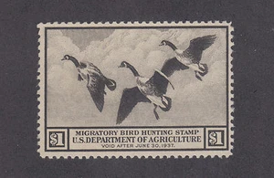 US Sc RW3 MLH. 1936 $1 Duck Hunting Permit Stamp - Picture 1 of 1