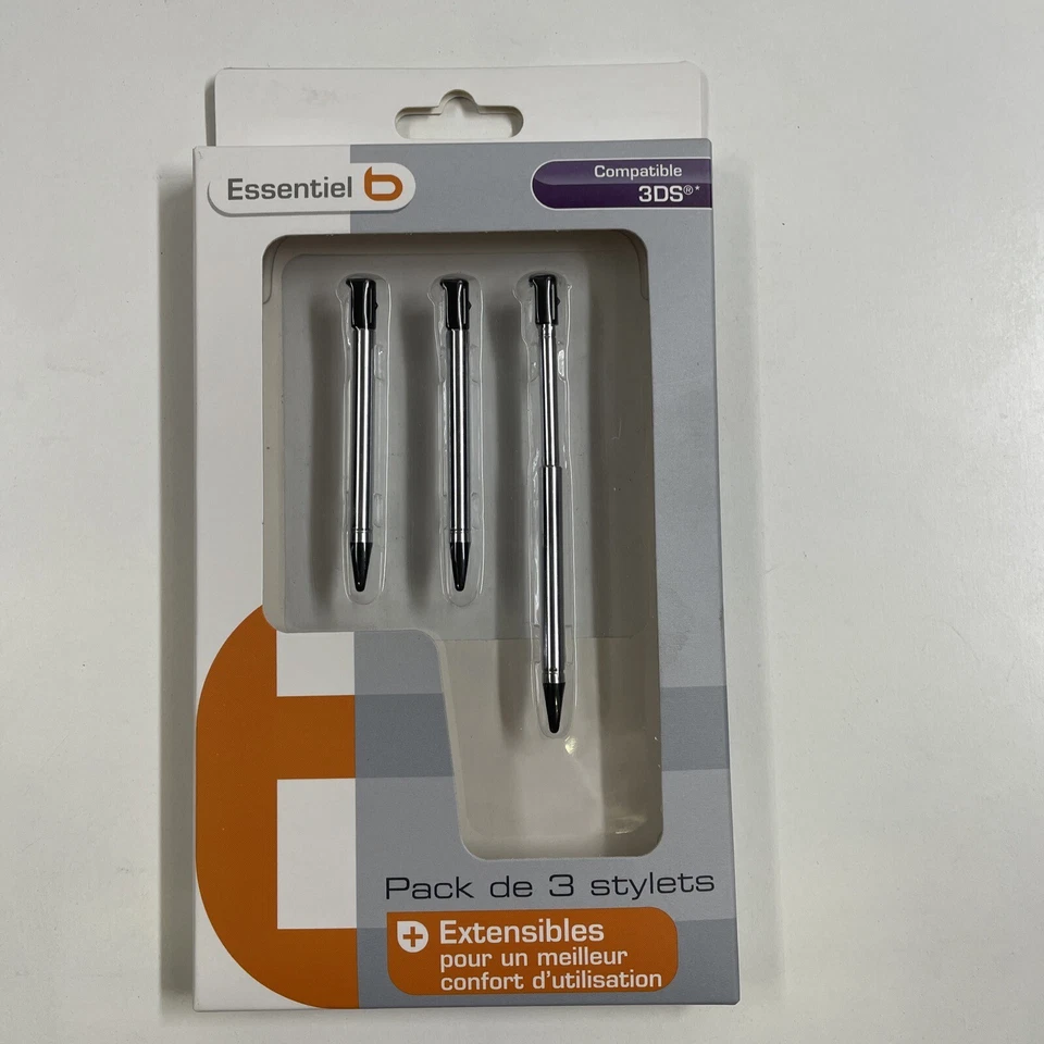 BIG BEN NEUF NEW lot 3 stylet rétractable métal noir nintendo 3DS